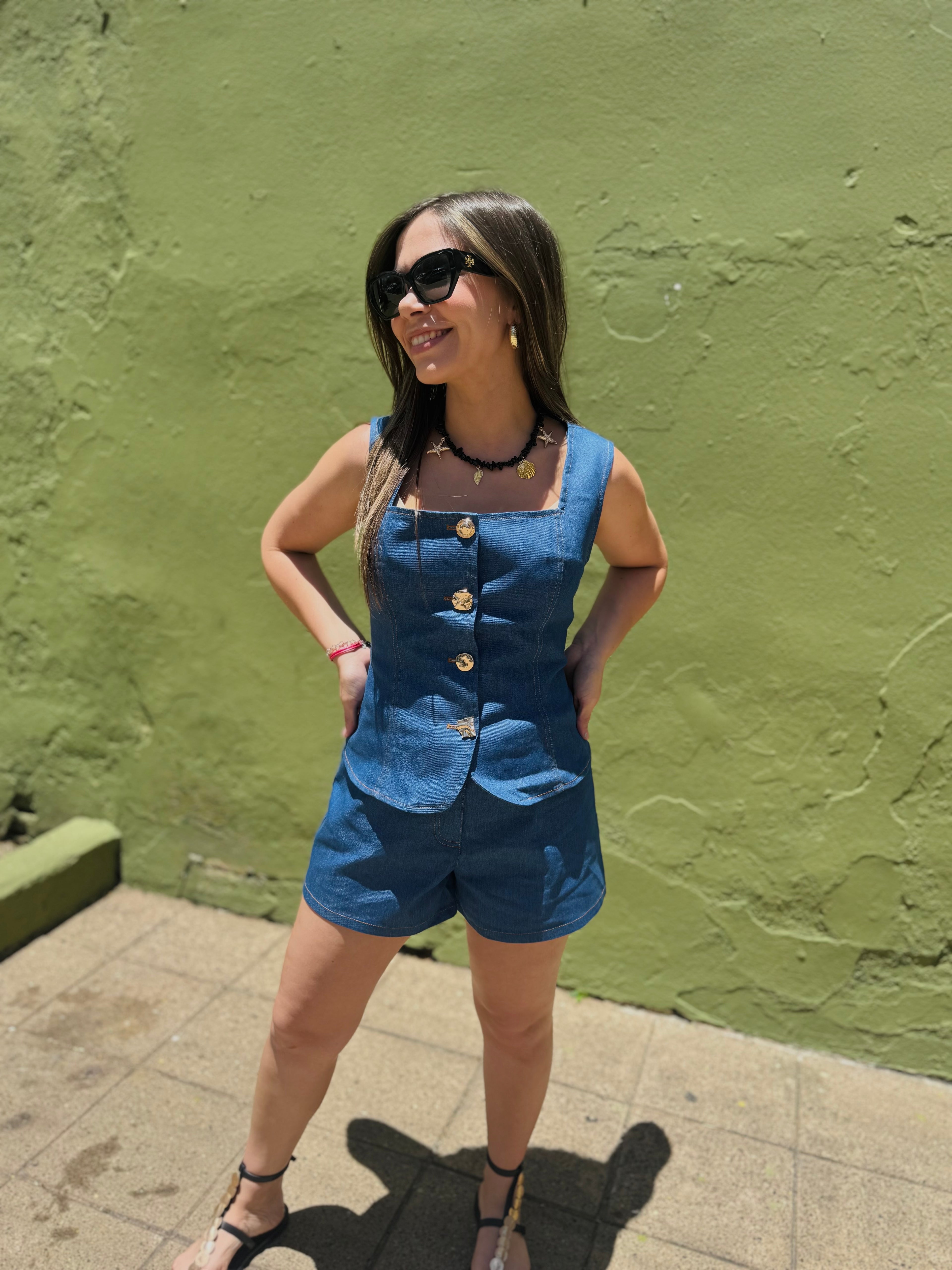 Denim Short Set