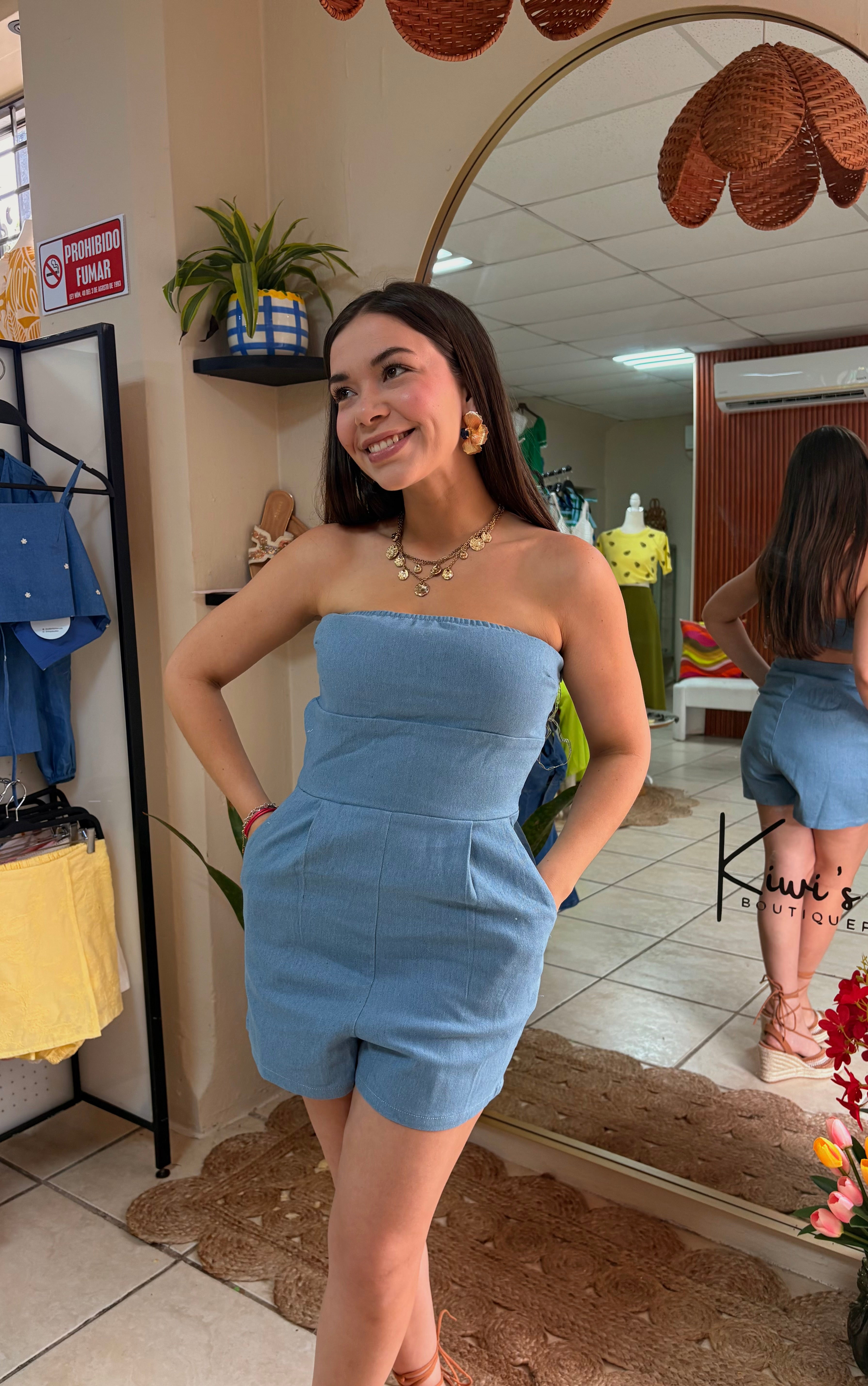 Aurora Denim Romper
