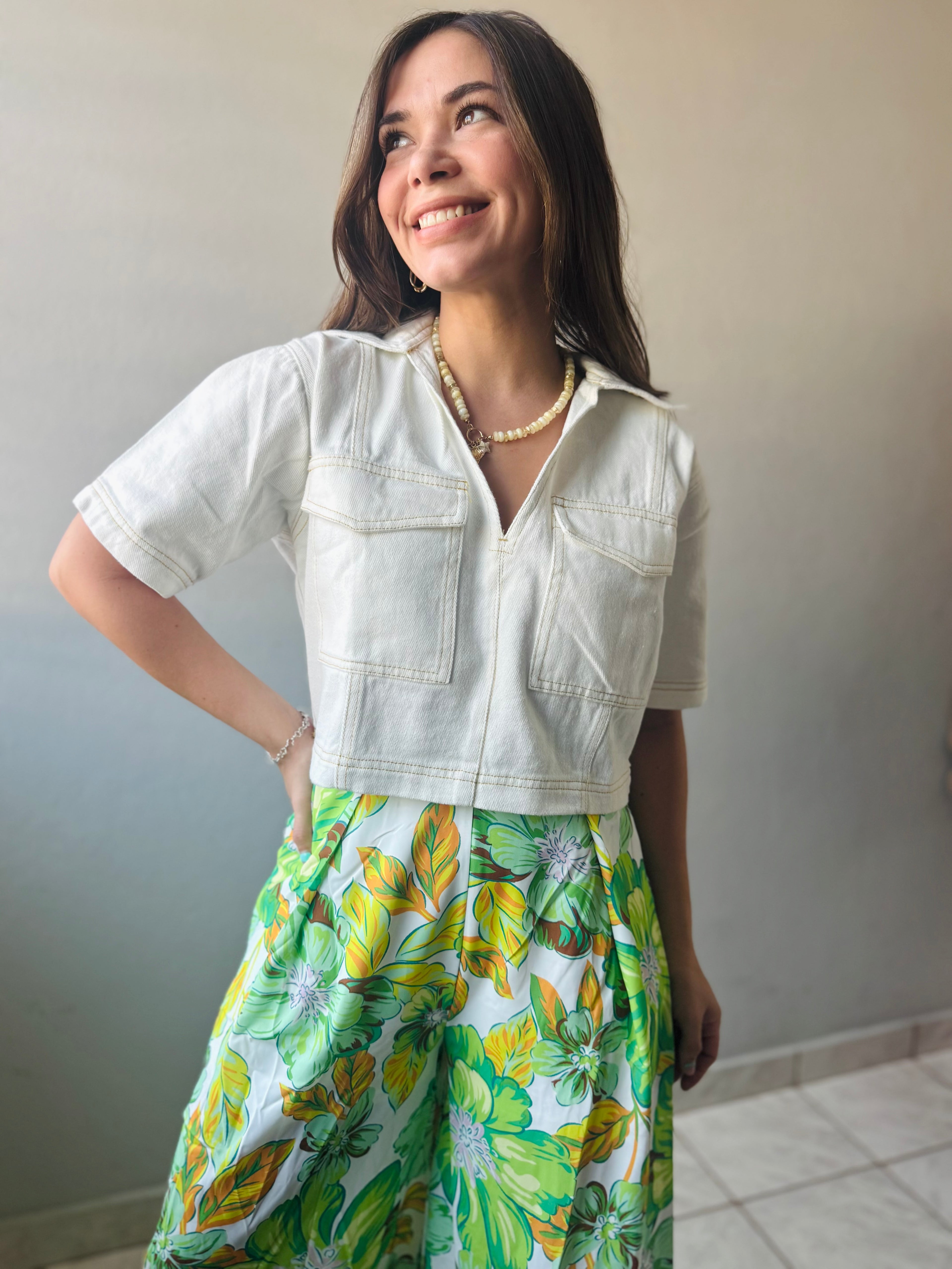 White Denim Top